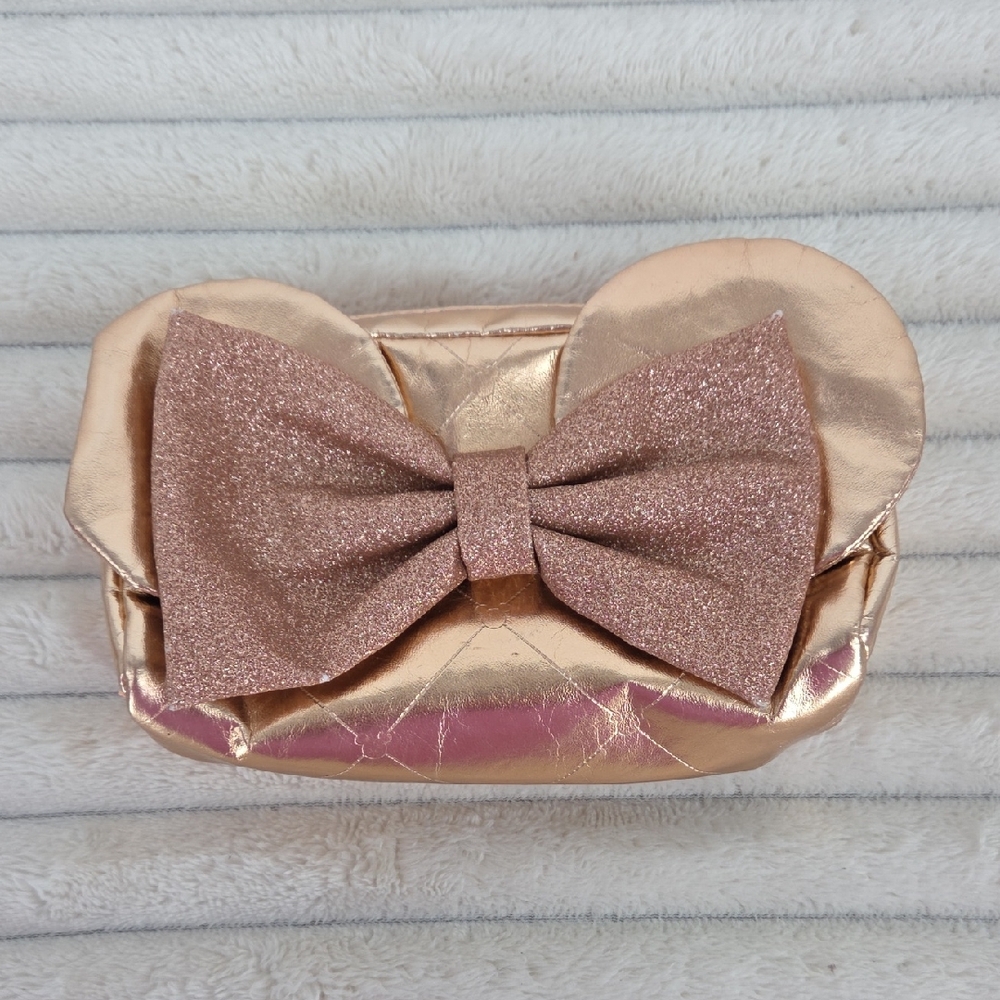 Disney Metallic Gold Mouse Ear Pouch with Glitter Bow